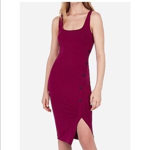 Asymmetrical Button Up Bodycon Midi Dress